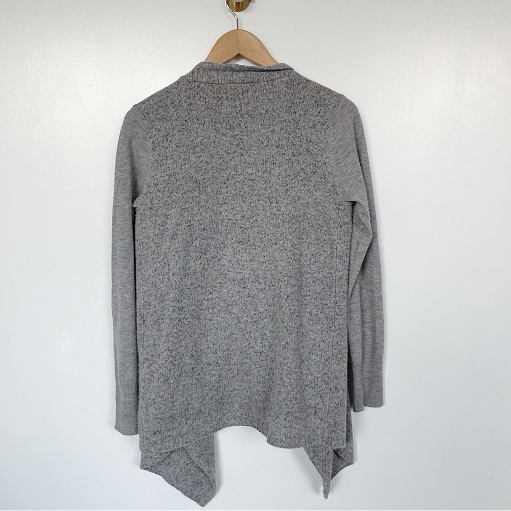 Joie • Gray Speckled Waterfall Marled Wool Cardigan Sweater - Picture 8 of 11